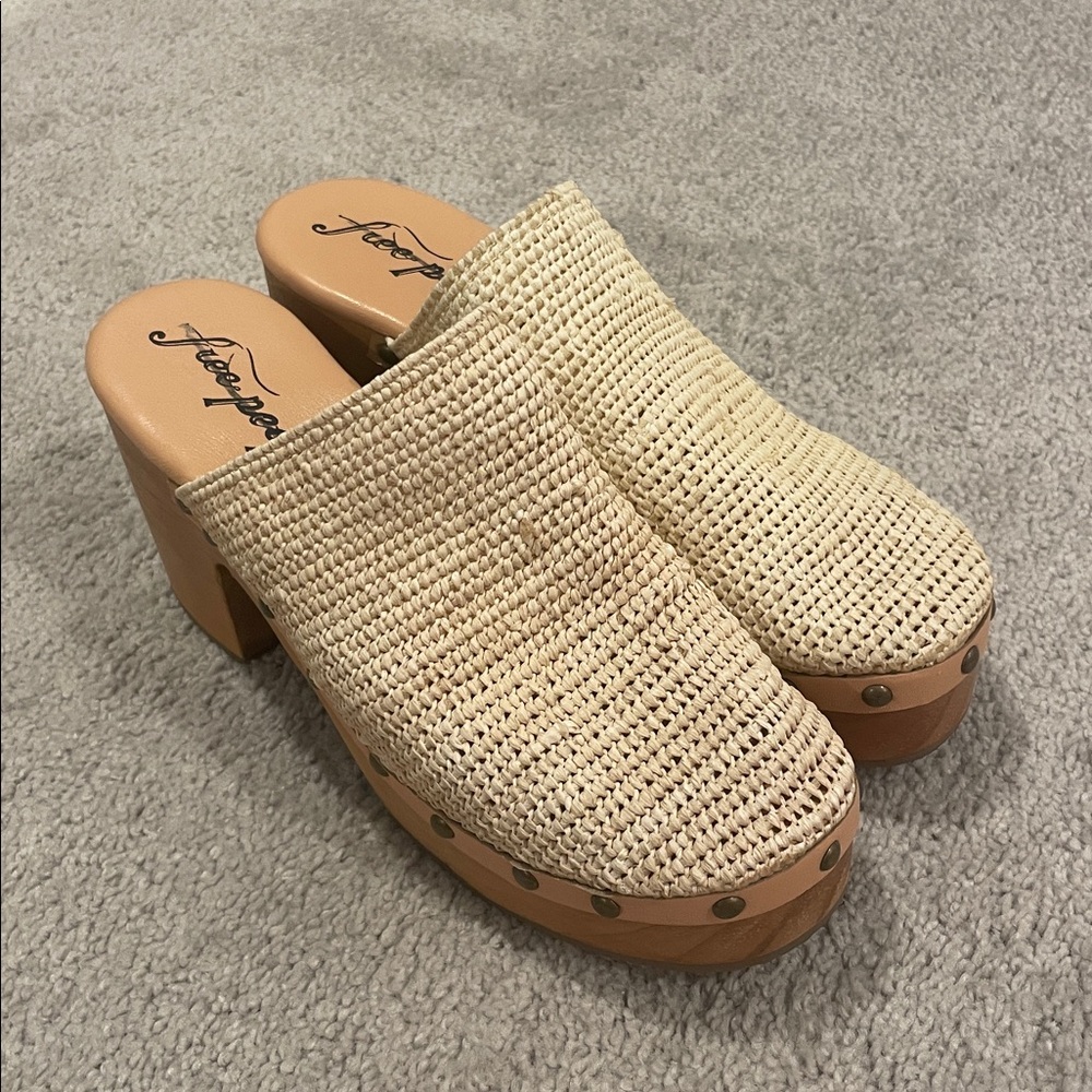 Free People Natural Woven Leather Clog Mules - Picture 3 of 8